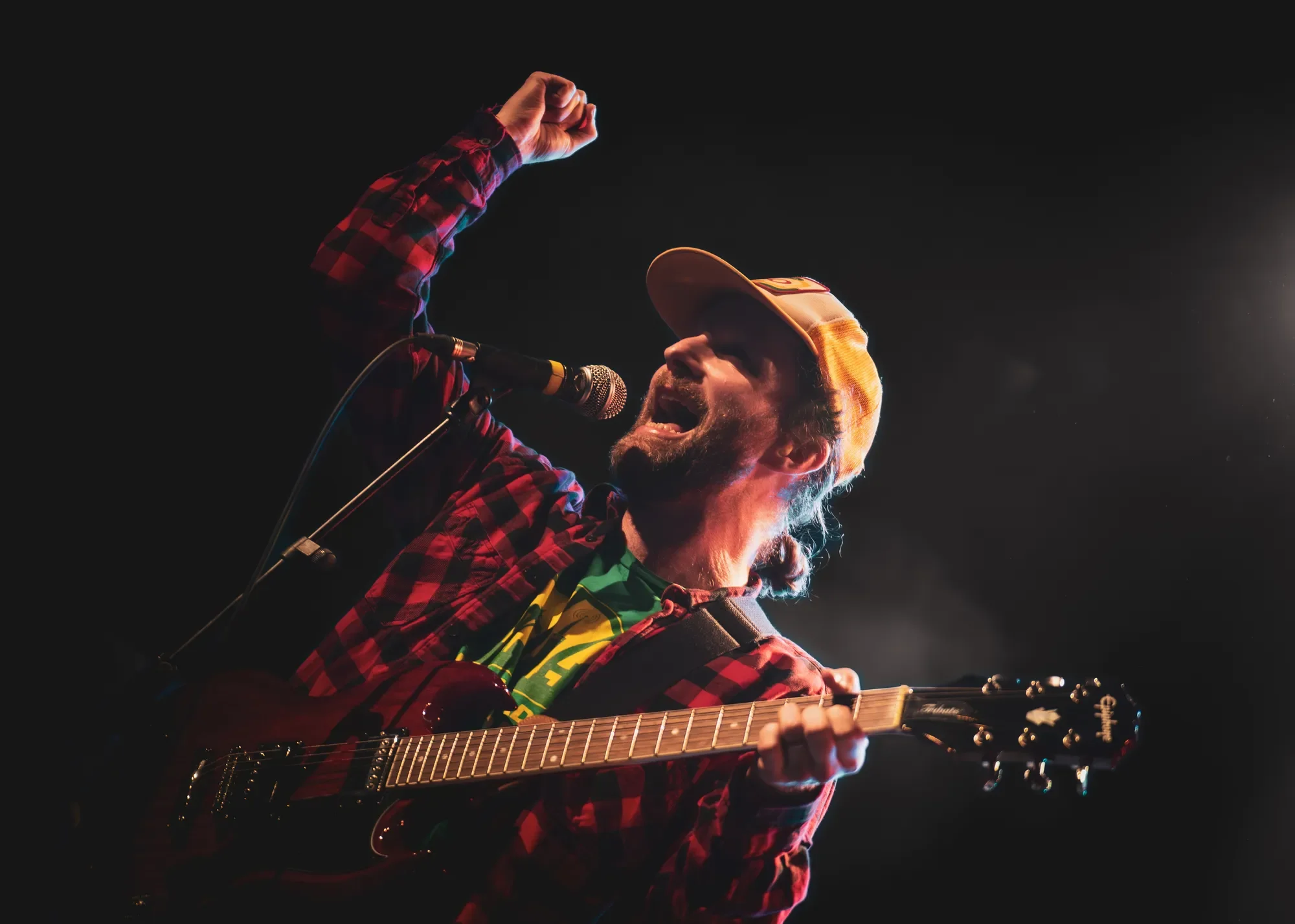 Nick Smyth addressing the crowd at the Rickshaw Theatre
